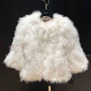Yves Salomon white feather jacket